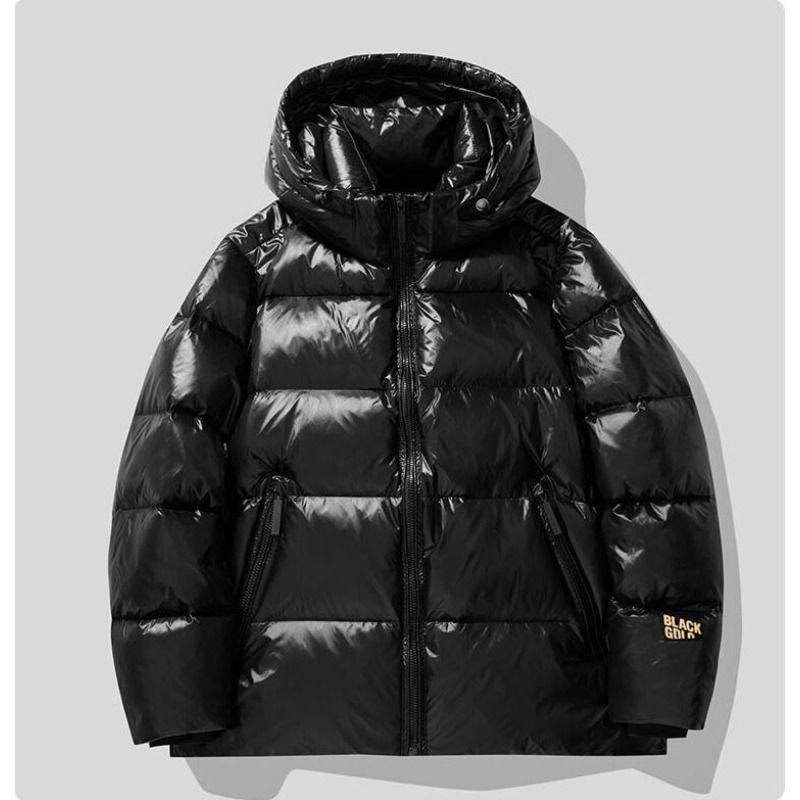 Down Jacket Packable - New Winter Men Hooded Black Shiny