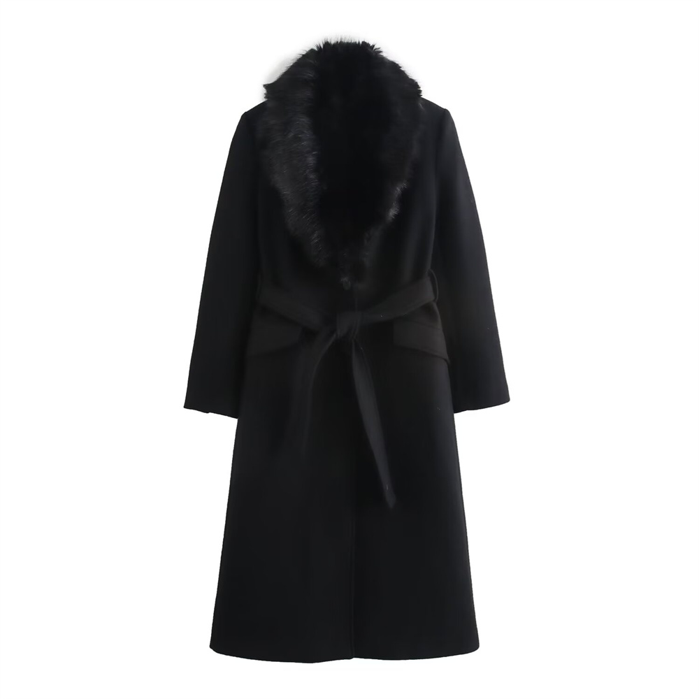 Women's Belt Warm Fur Collar C - огляд і ціна Wool Coat Peacoat