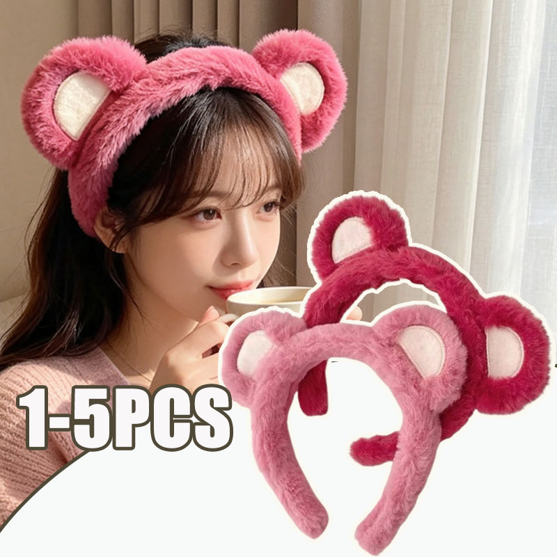 1-5PCS Cute Strawberry Bear Pl - огляд і ціна Winter Headband Fleece