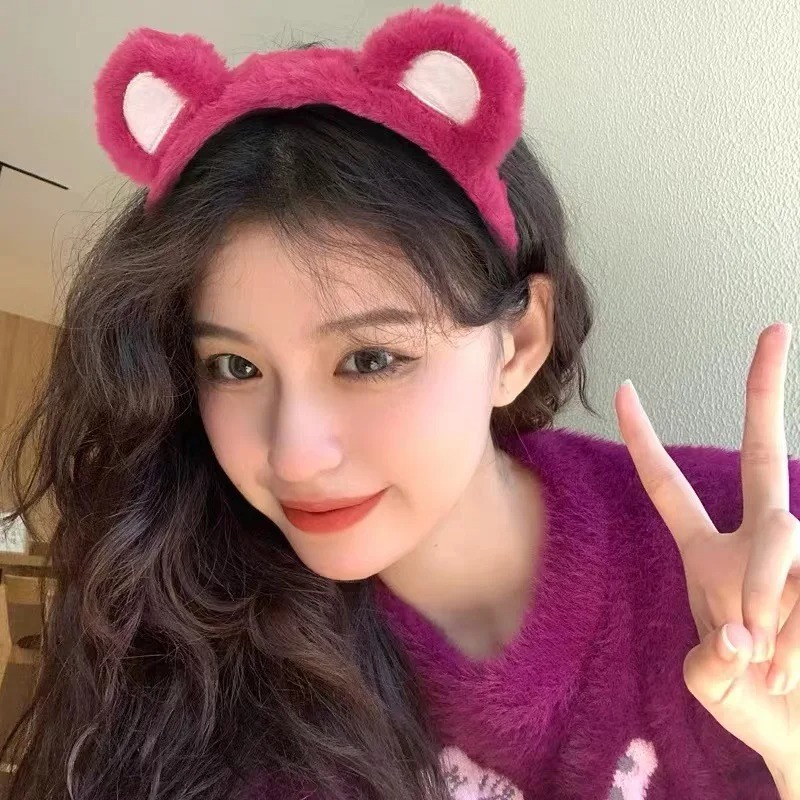 1-5PCS Cute Strawberry Bear Pl - огляд і ціна Winter Headband Fleece